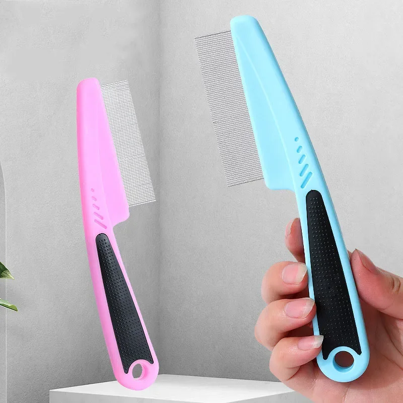 الحيوانات الأليفة رعاية الحيوانات الأليفة مقبض طويل الحيوانات الأليفة مشط البرغوث مشط للقطط الكلب الفولاذ المقاوم للصدأ مشط التخلص من الديدان افتتاح عقدة الكلب القط الاستمالة مشط #4