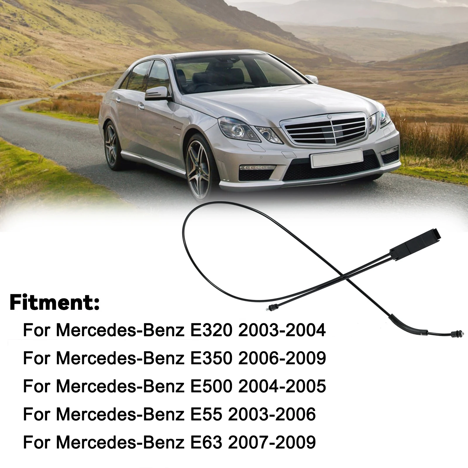 Engine Hood Release Cable A2118800159 For Mercedes E320 E350 E500 E55 E63 2006-2009 Rubber Bonnet Wire Kit view 3