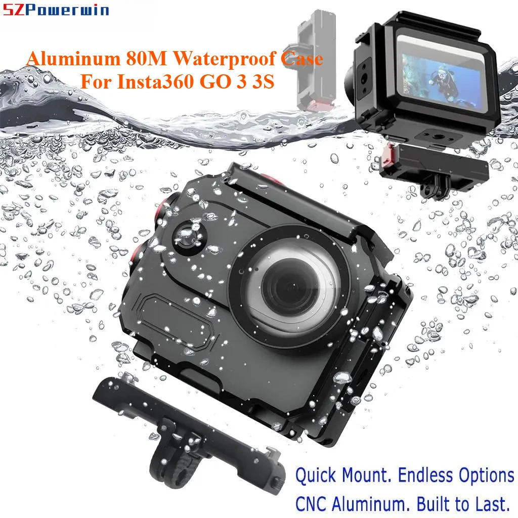 

Алюминиевый водонепроницаемый бокс для подводной съемки 80 м для камеры Insta360 GO 3 3S с креплением Cold Shoe и магнитным быстросъемным адаптером