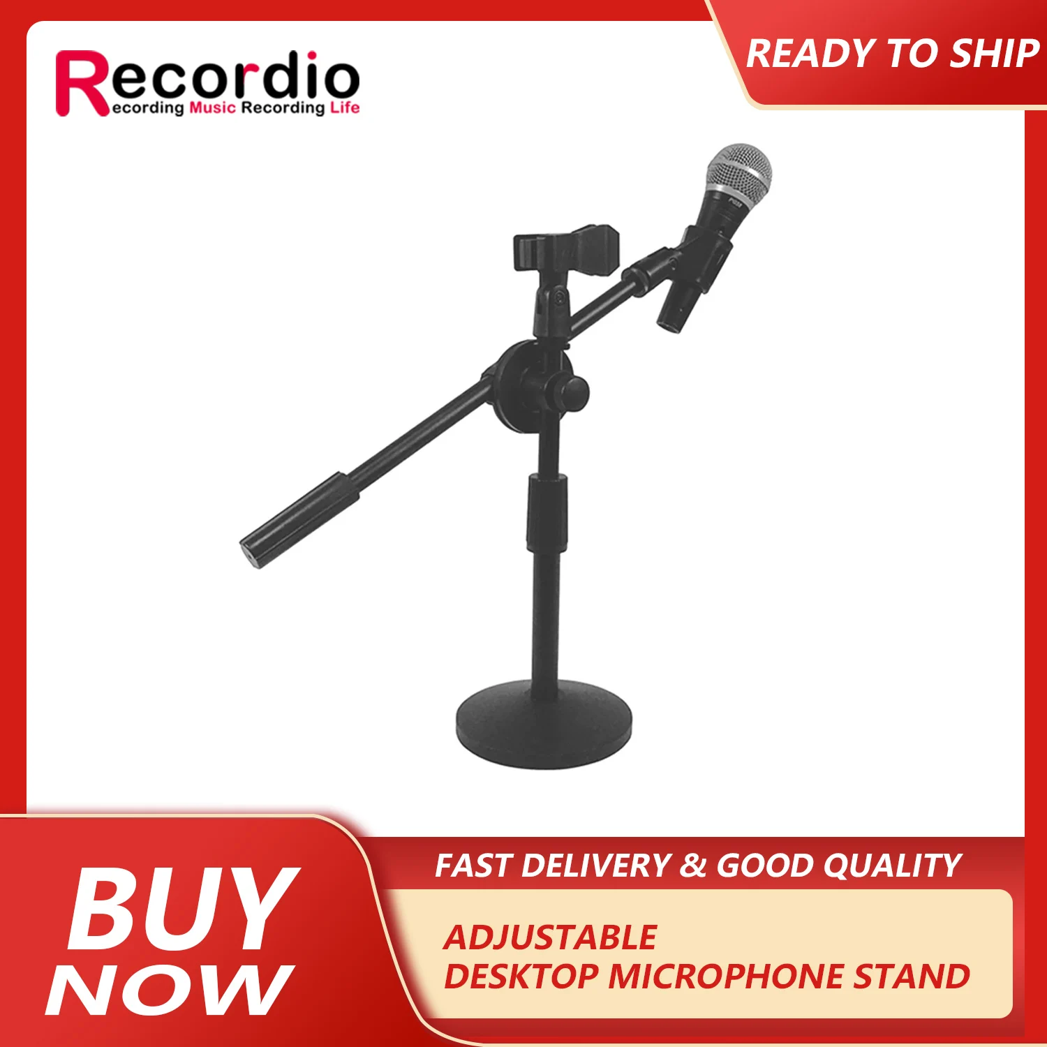 GAZ-38 Adjustable Desktop Microphone Stand Adjustable MIC Tabletop Stand with Microphone Clip