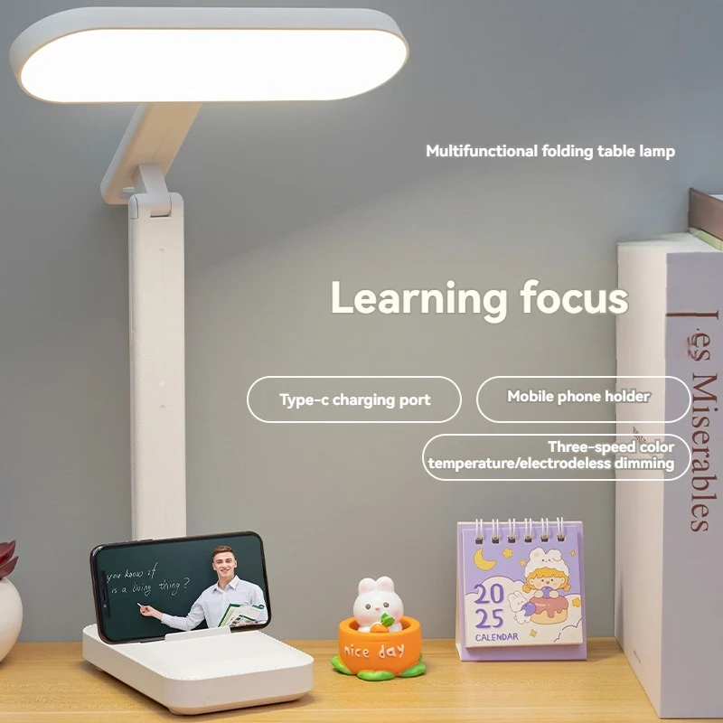 A Multifunctional LED Desk Lamp for Study Dormitory, Rechargeable Reading Desk Lamp, LED Desk Lamp, Folding Desk Lamp for Bedroo