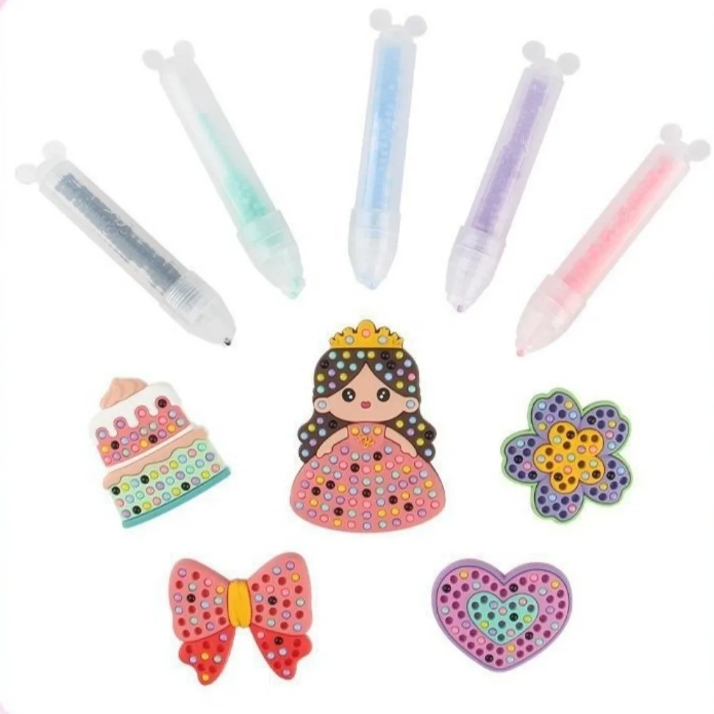 Rainbow Bow Handmade Set Beads Pen Ballpoint Pen Painting Sticker Set Handmade Bead Painting Princess Theme Creative Production