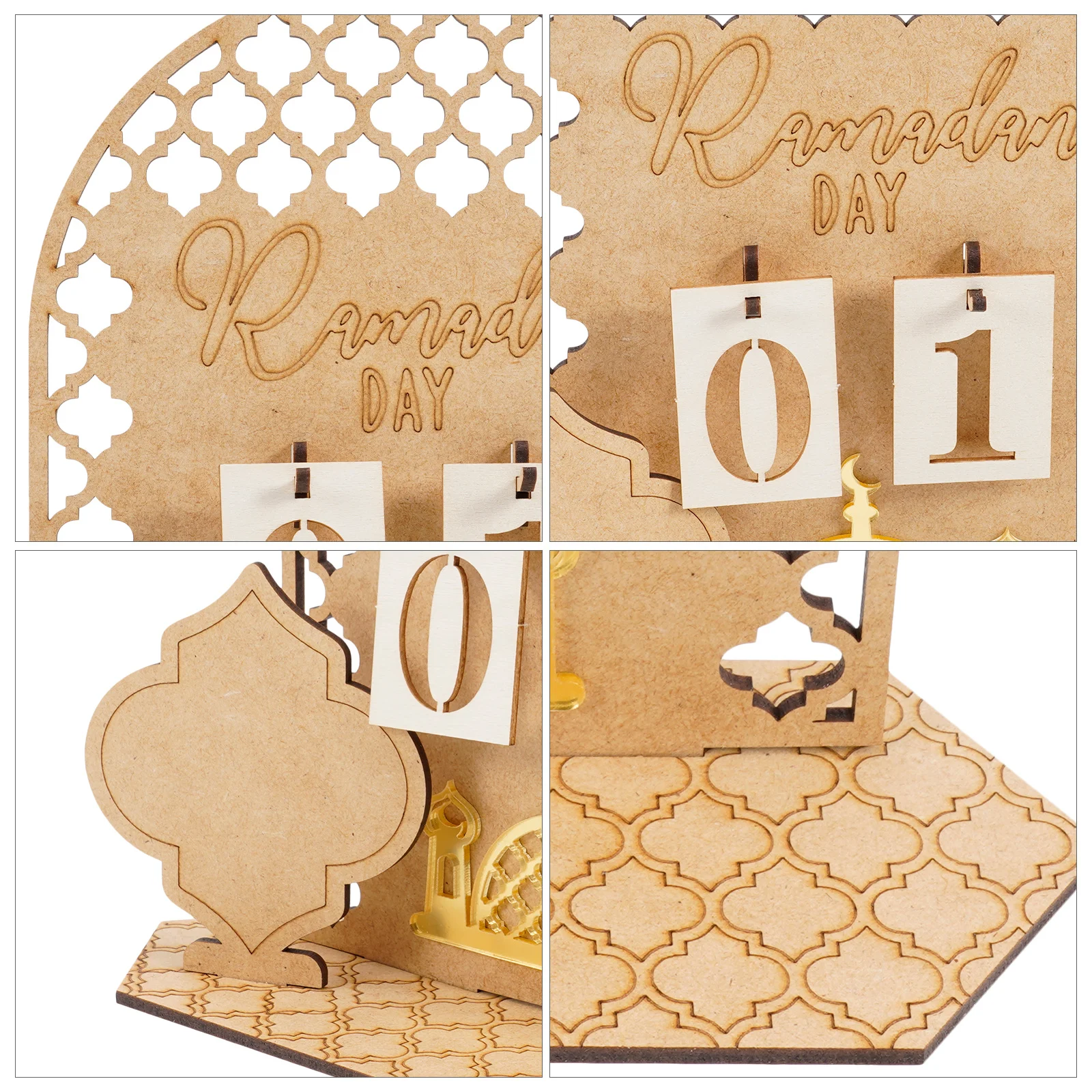 

Eid Countdown Calendar Wooden Ramadan Festival Decor for Desktop Mantelpiece Sideboard Home Office Decoration Gift