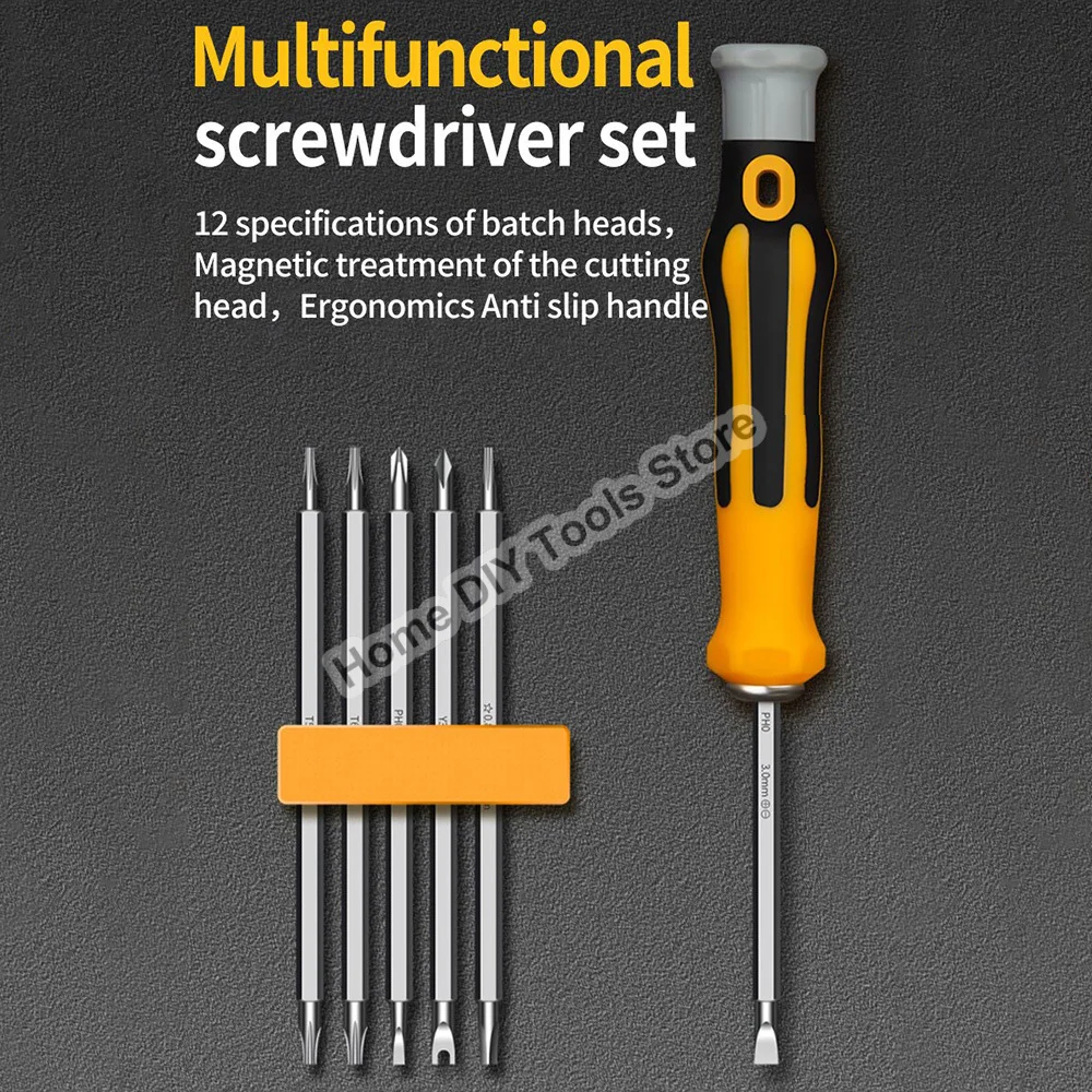 6 in 1 Screwdriver Set Cross Flat Shaped Screwdriver Head Multifunctional Precision Handheld Maintenance Tool For Mobile Phone