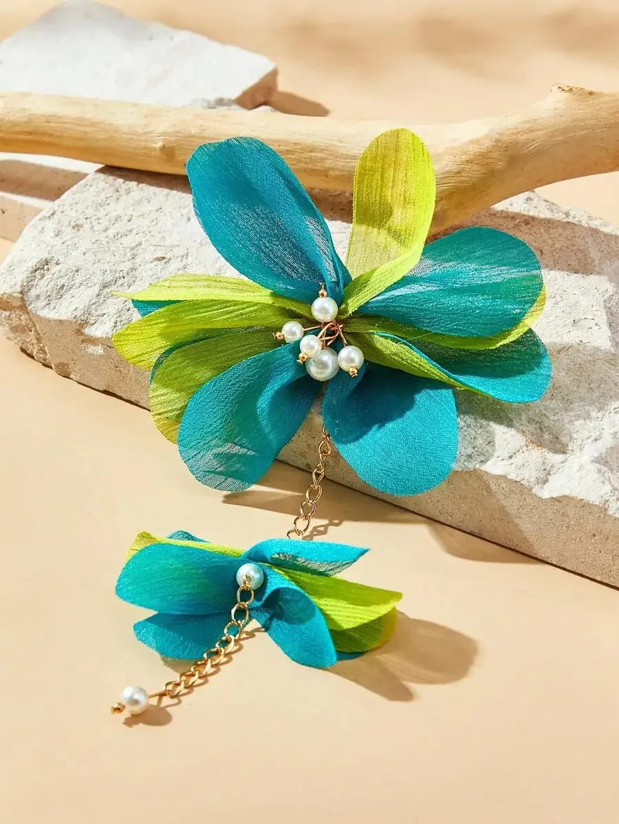 

Floral Drop Earrings With Pearl Accents For Women Gift