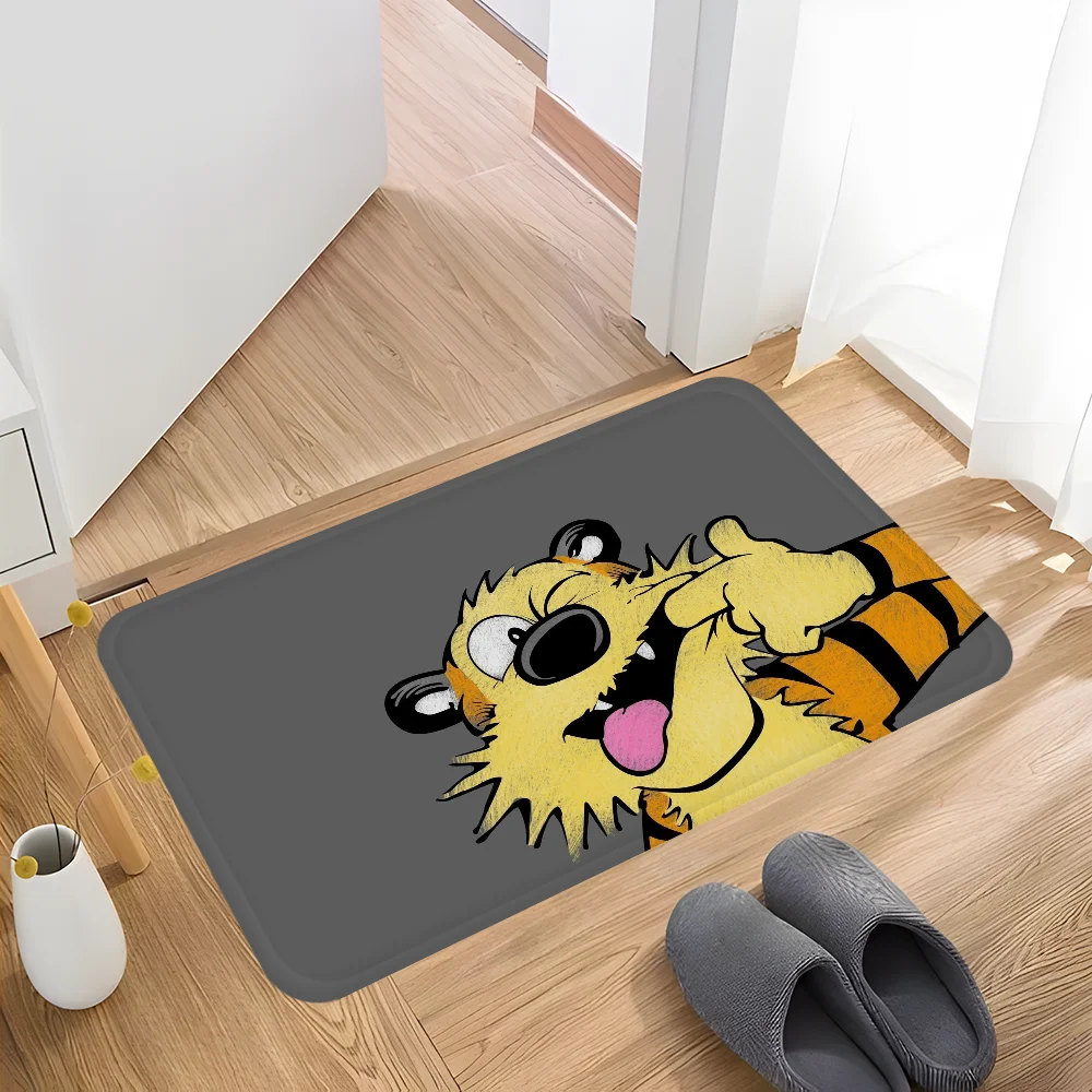 C-Calvin And H-Hobbes   Entrance Door Mat Rectangle Anti-slip Home Soft Badmat Front Door Indoor Outdoor Mat Toilet Rug