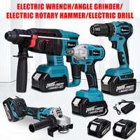 4 In 1 Electric Tool Set Electric Impact Wrench/13mm Electric Drill/Rotary Hammer/125mm Angle Grinder Makita 18V Battery