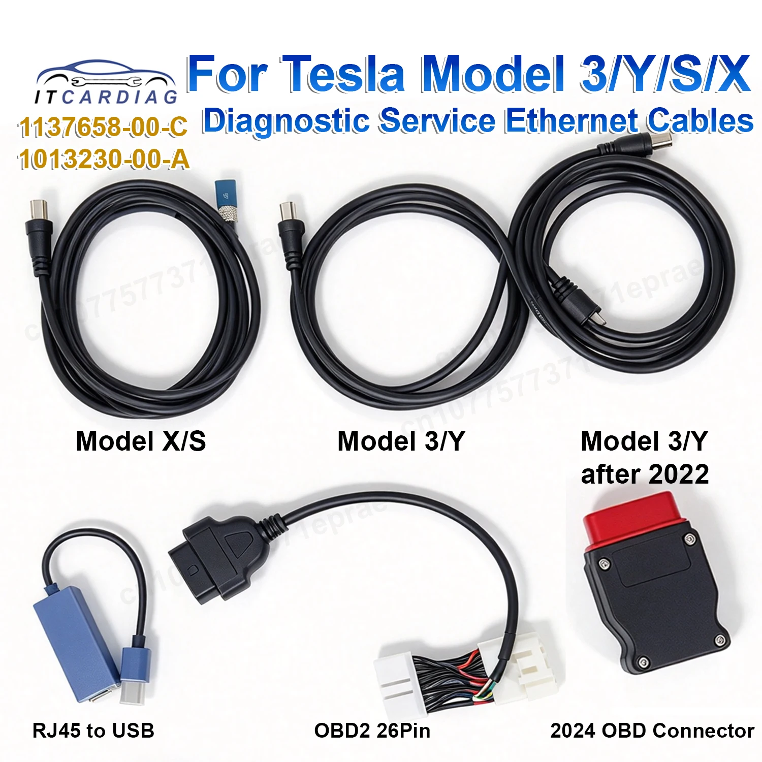 For Tesla Model 3/Y/X/S Ethernet Diagnostic Service Cables 1137658-00-C 1013230-00-A Vehicle Programming Repair Connector