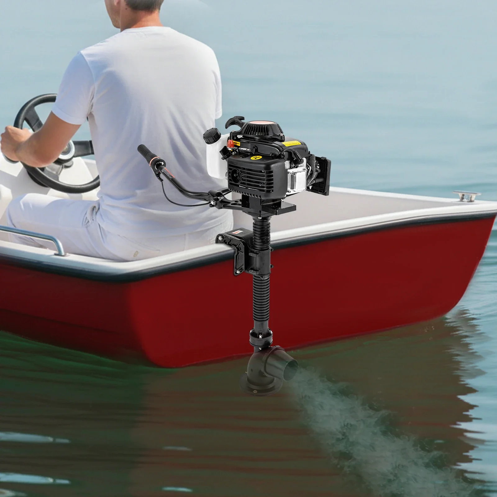 

Outboard Motor 4HP 4-Stroke Gasoline Short Shaft Boat Motor, Air Cooled Portable Outboard Engine W/ Propeller, Easy Installation