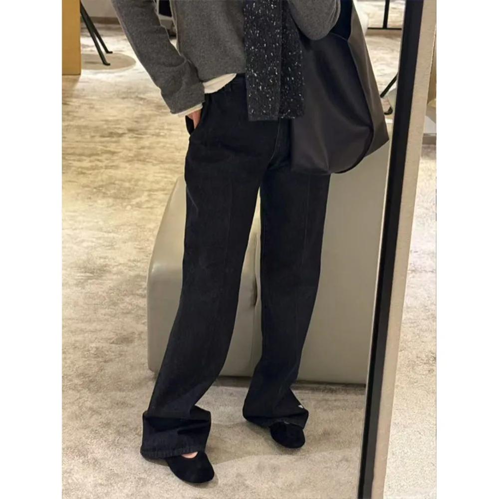 

Турецкие прямые широкие джинсовые брюки из длинноволокнистого хлопка для женщин