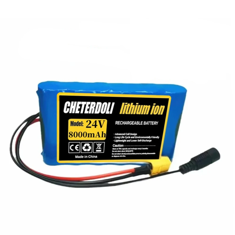 

24V 8Ah 18650 Lithium Ion Rechargeable Battery 6S1P 25.2V 8000mAh High Capacity Portable Battery for Monitor Camera Toy Car.