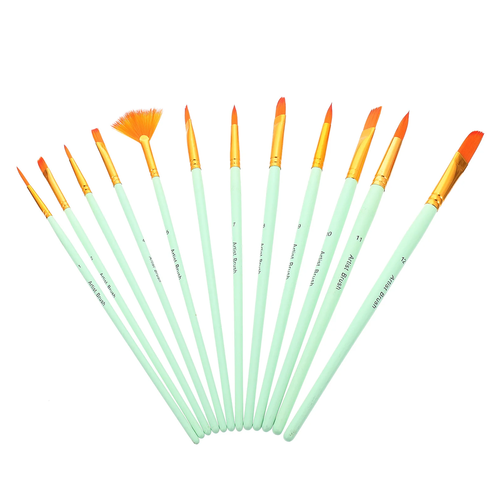 

12 Pcs Bristle Brush Set Watercolor Brushes Professional Fine Paint Child for Students