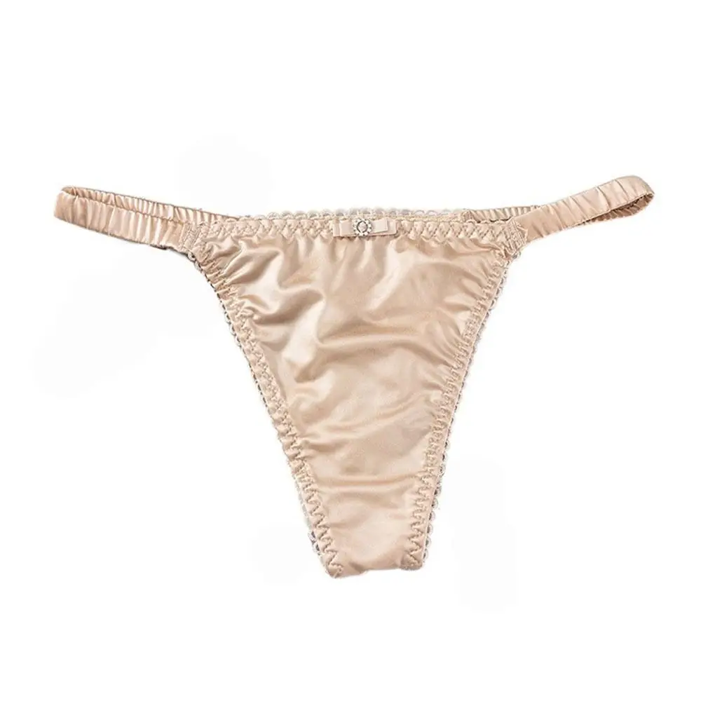 

Seamless Soft For Women Underpants Thin Belt Low-waist Sports Panties Women Thong Satin Briefs Female Lingerie Bow Panties
