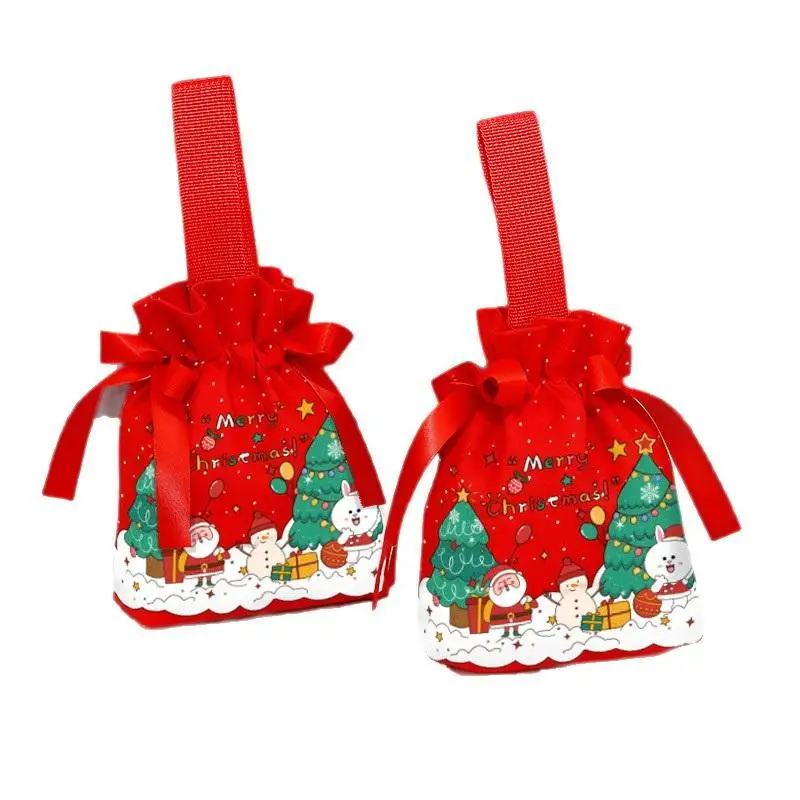 1Pc Velvet Christmas Hand-held Gift Bag For Christmas Eve Carnival Birthday Party Fruit Candy Gift Filling Bag