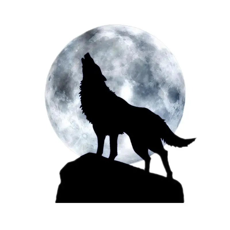 RuleMyLife 12.8CM*15CM Full Moon Howl Wolf PVC Motorcycle Car Sticker 11-00492