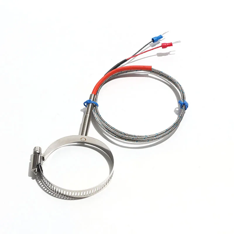 1PC K-type E-type PT100 Clamp Hoop Patch Temperature Sensor Probe Adjustable Diameter 21-44mm/40-63mm/72-95mm 1M/2M/3M