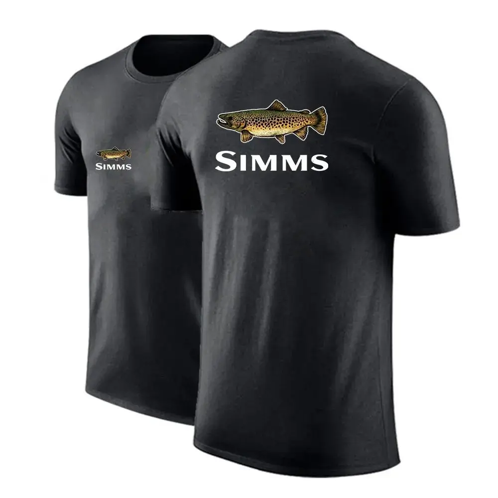 

2026 SIMMS Fishing Shirt Men UPF 50 Sun Protection Short Sleeve Crewneck Quick Dry Breathable Summer Lure Outdoor T Shirt