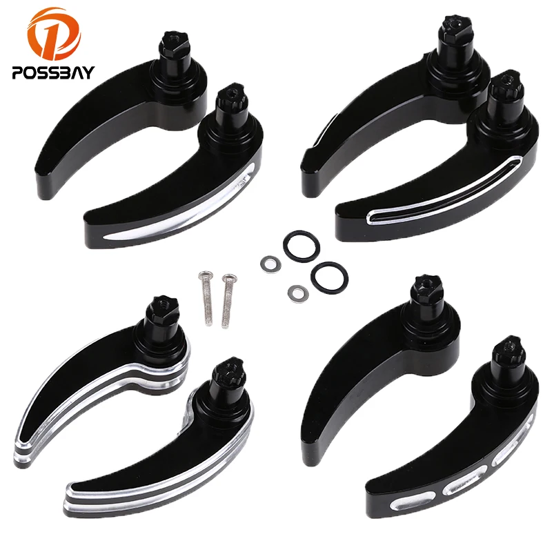 POSSBAY Black Saddlebag Lid Lifter Kit Latch Handle Lever Motorcycle for 2014-later Harley Touring Street Glide models