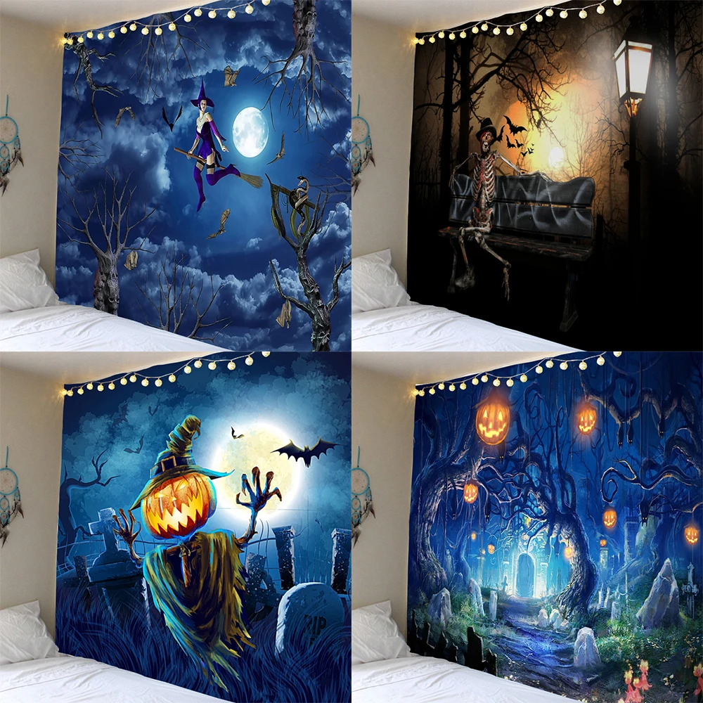 

Halloween Wall Tapestry Party Covering Home Bar Decor Backdrop Fabric