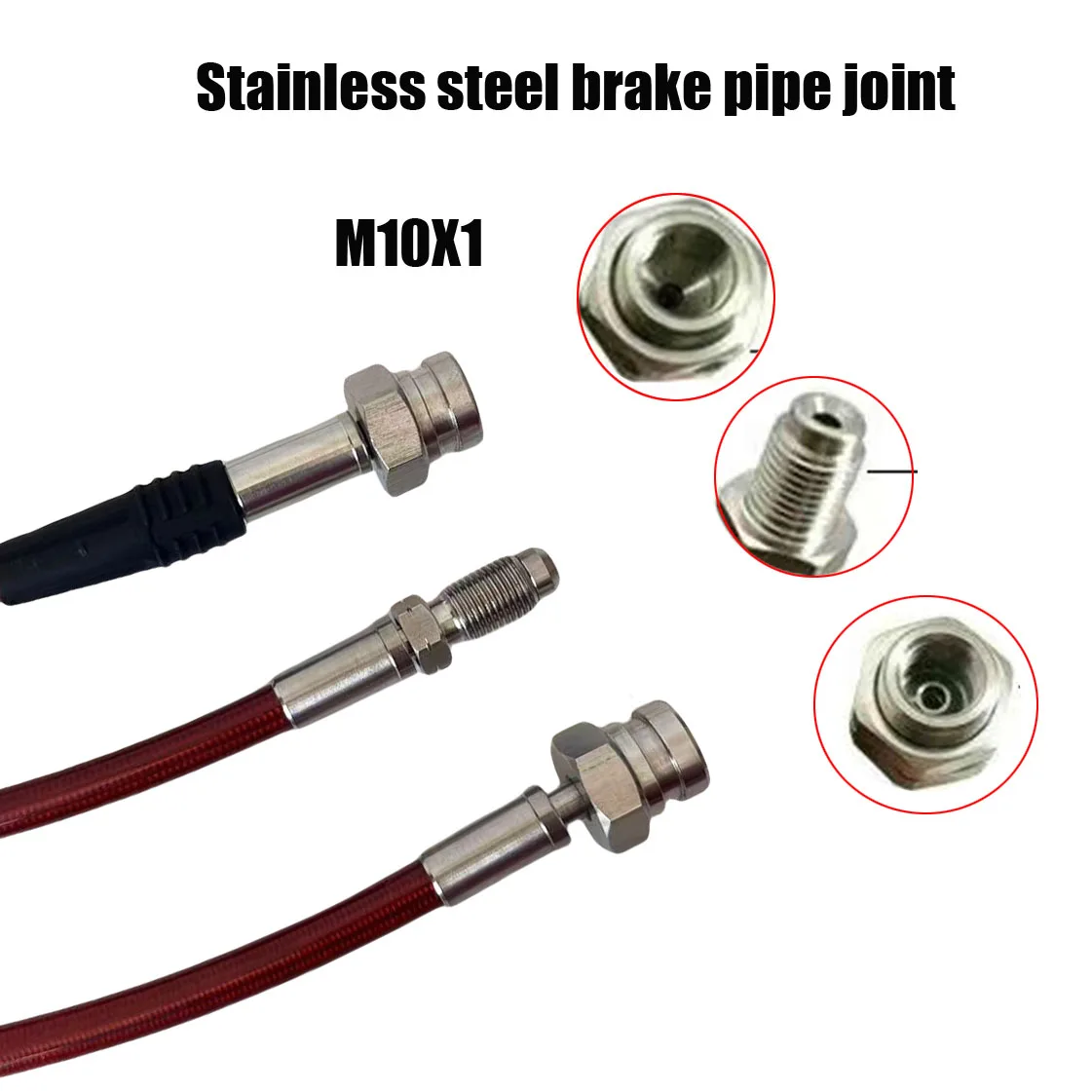 Automotive Moto Hydraulic Brake Hose Line Reinforced Car Stainless Steel Braided Brake Clutch Pipe M10 0° 28° 90° Famale M10x1