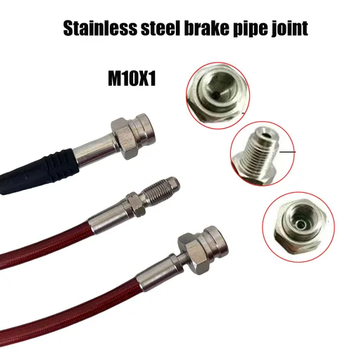 Imagen 2 del producto Manguera de freno hidráulico Yamaha automotriz, tubo de embrague de freno trenzado de acero inoxidable reforzado para coche M10 0 °   28 °   90 °   Famale M10x1