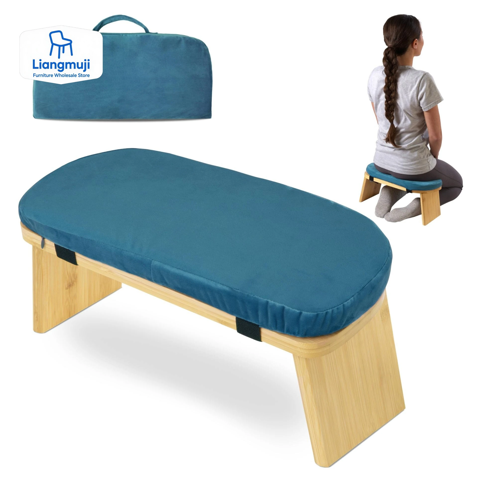 

Wooden Yoga Stools Folding Kneeling Ottomans Modern Portable Stool Living Room Footrest Soft Sitting Footstool Home Furniture