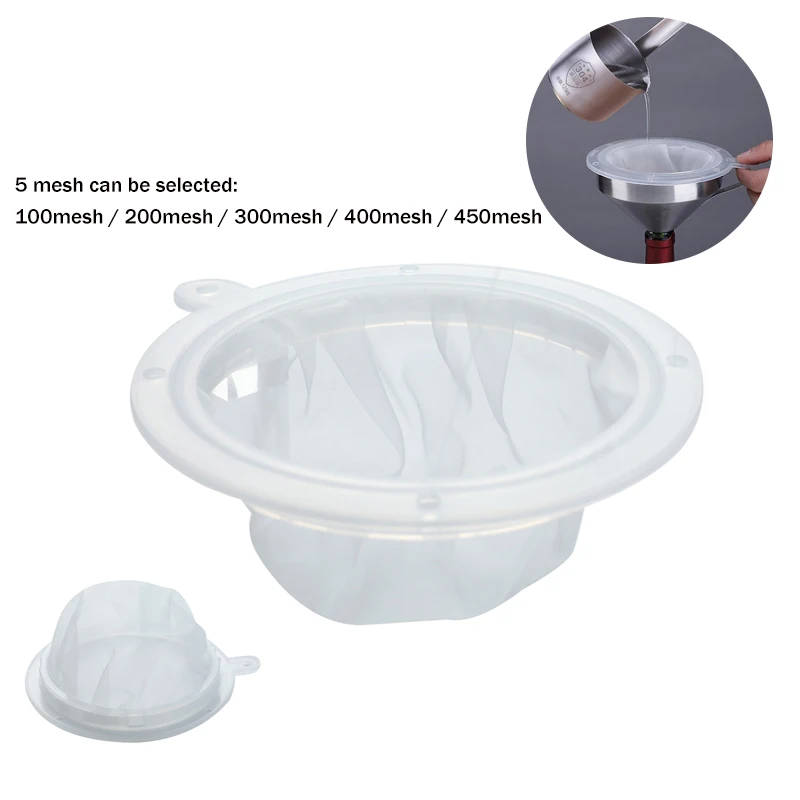 5 Mesh Nylon Filter Roestvrij Staal Trechter Fruit Melk Traditionele Chinese Geneeskunde Olie Witte Wijn Gekookt Water Conische Zeef