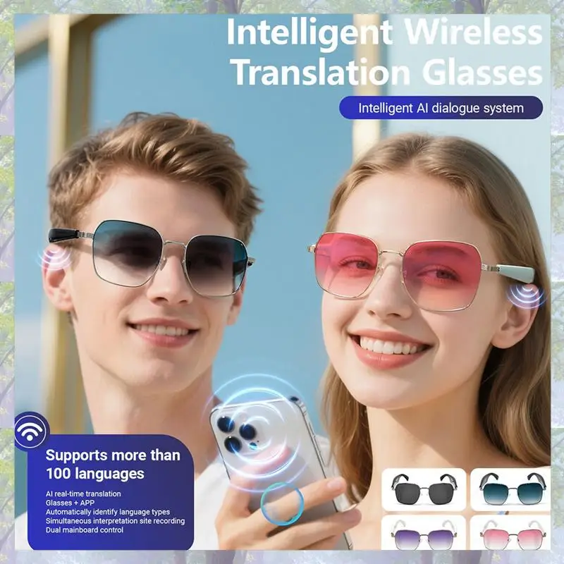 نظارات شمسية ذكية تعمل بالبلوتوث، نظارات موسيقية، نظارات رياضية خارجية مقاومة للماء ومضادة للأشعة فوق البنفسجية، نظارات AI للرجال والنساء باللون الأخضر