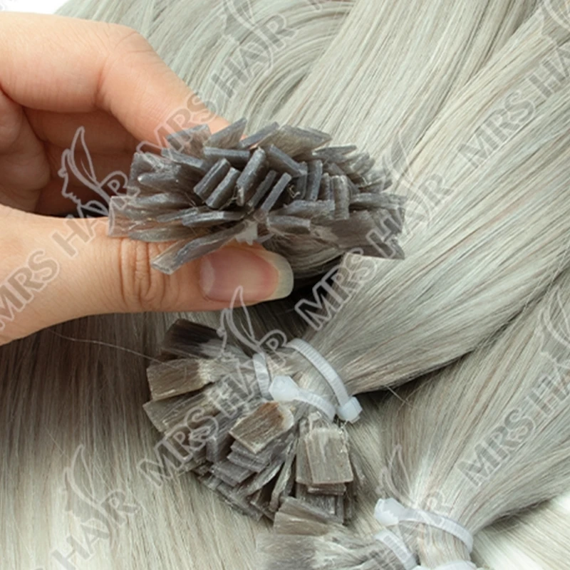 Estensioni dei capelli umani con punta piatta personalizzata alla cheratina Capelli Hot Fusion 12 16 20 pollici ARGENTO Grigio cenere Biondo 50 fili 30-50 g/pacco