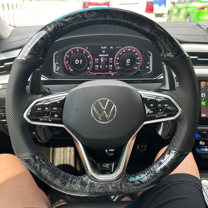 Braid Car Steering Wheel Cover for Volkswagen VW Atlas Golf 8 Mk8 Jetta Passat B9 Tiguan 2023 DIY Genuine Leather Car Interio