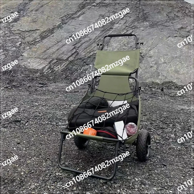 Home Outdoor Camping Portable Folding Cart Chair, Aluminum Alloy Recliner for Patio Garden and Travel Use