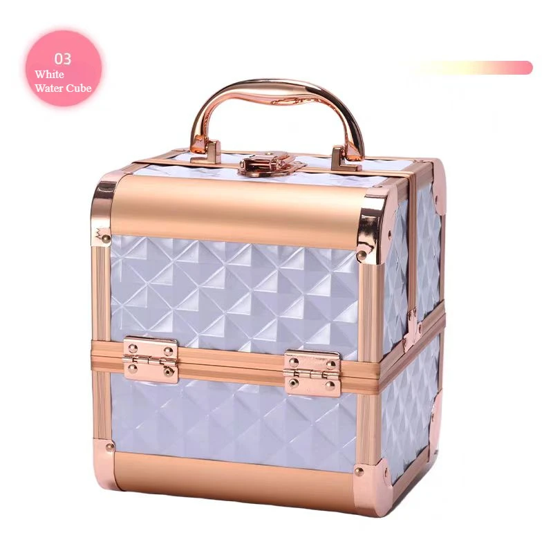 Multi Functional Carrying Case,Portable Makeup Case, Large Capacity with Mirror, Three-layer Beauty Nail and Eyelash Makeup Case