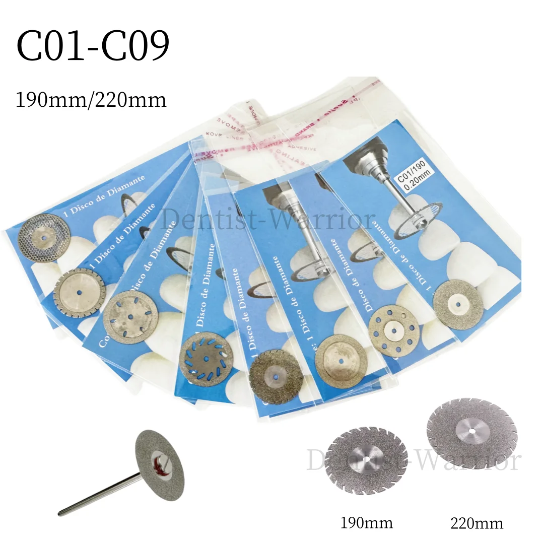 

5Pcs C01-C09 19/22MMDental Diamond Disc Wheel Porcelain Teeth Cutting Polishing Thickness 0.2mm