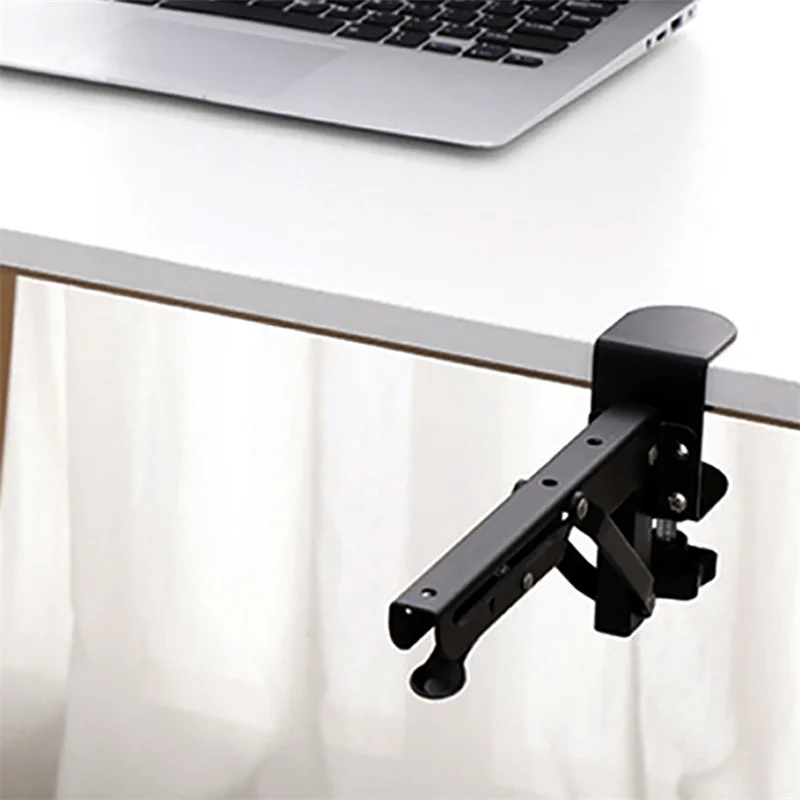 2pcs Pull Out Strong Bearing Easy Install Height Adjustable Foldable Bracket Under Desk Cold Rolled Steel Keyboard Tray Clamp