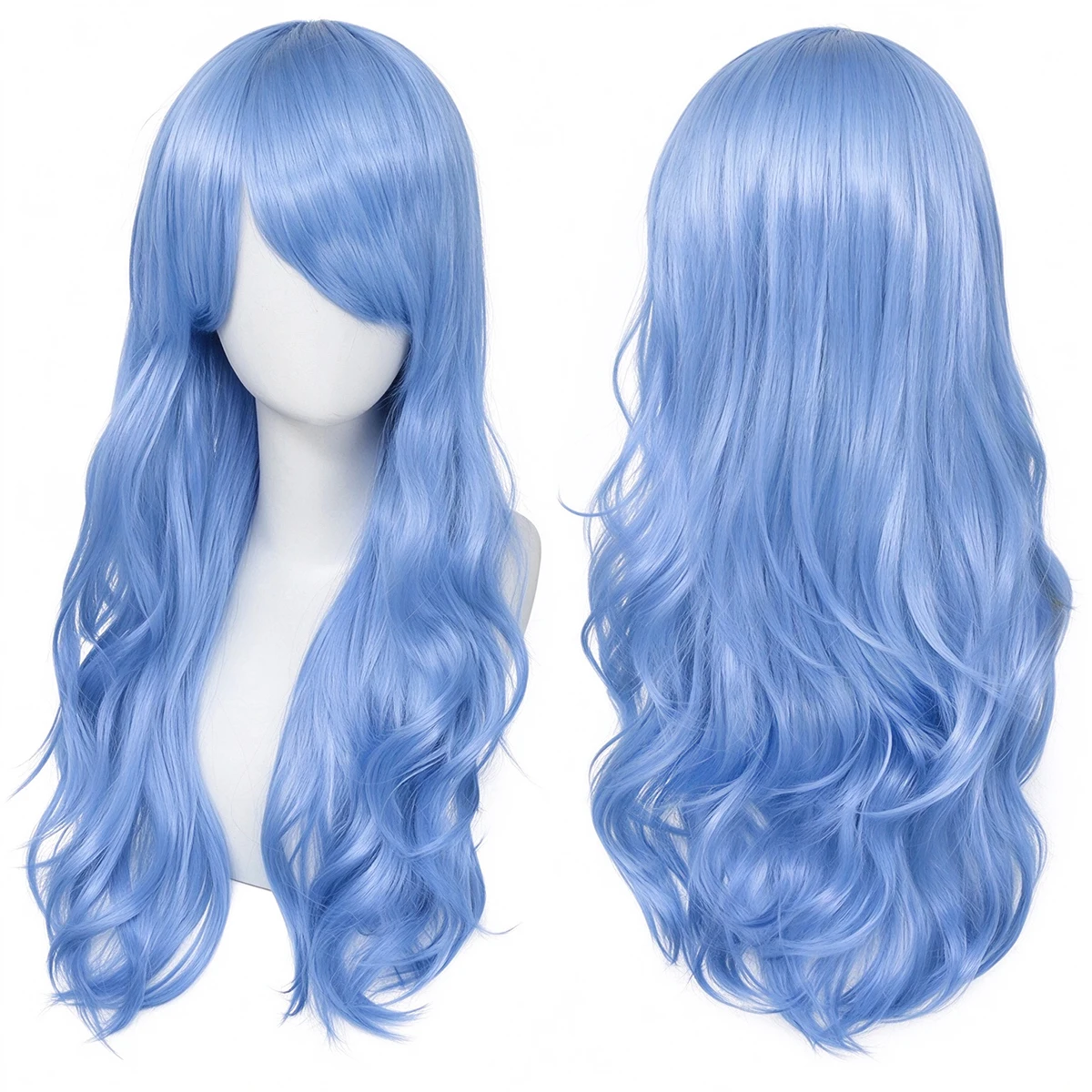 Synthetic Hair Silver Grey Long Cos Wig, Side Fringe Natural Loose Waves Heat Resistant Fiber for Fantasy Character Cosplay