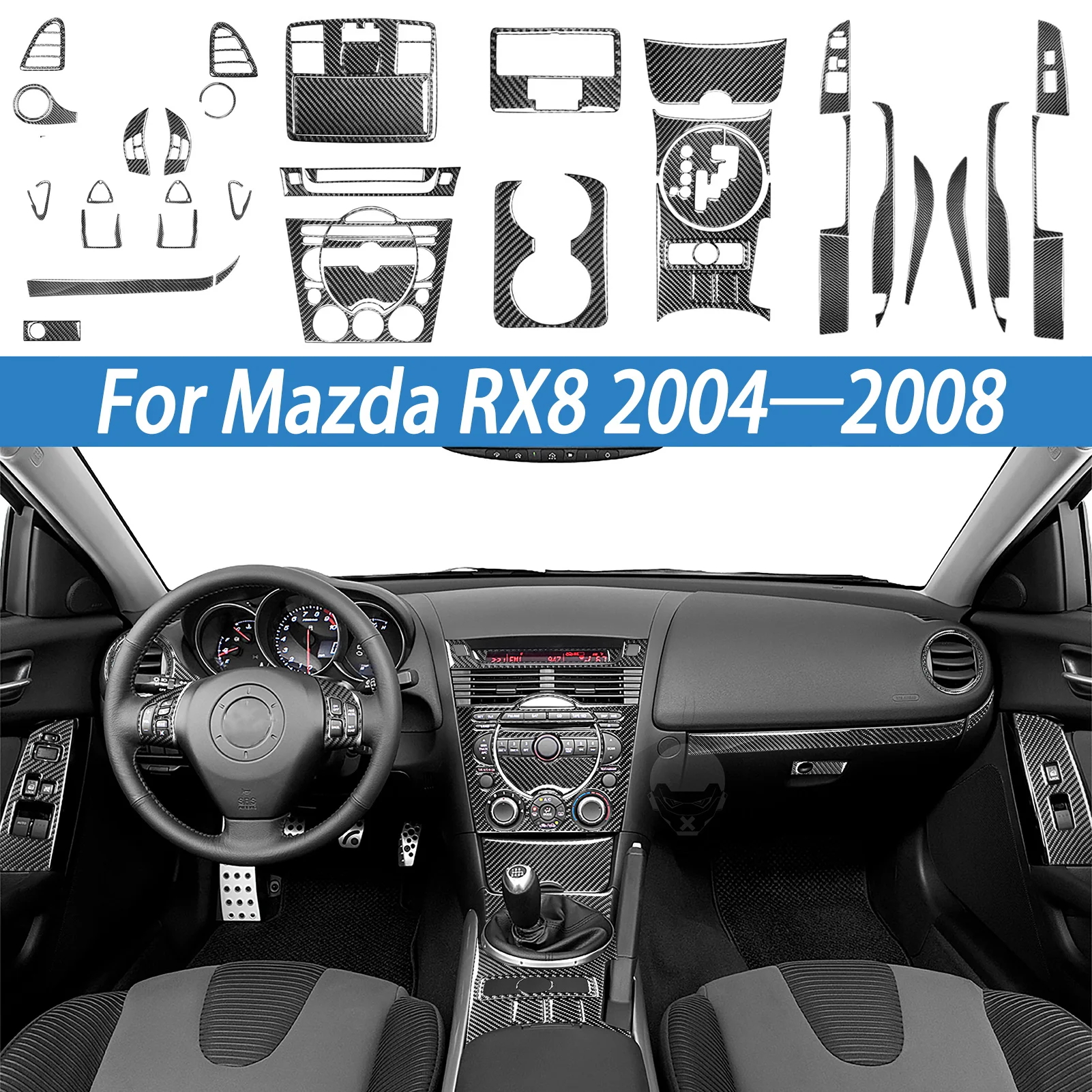 

Глянцевая черная пластиковая ручка переключения передач с радиоприемником переключения передач для Mazda RX8 2004-2008 SE3P JM1FE, аксессуары для салона автомобиля, наклейка