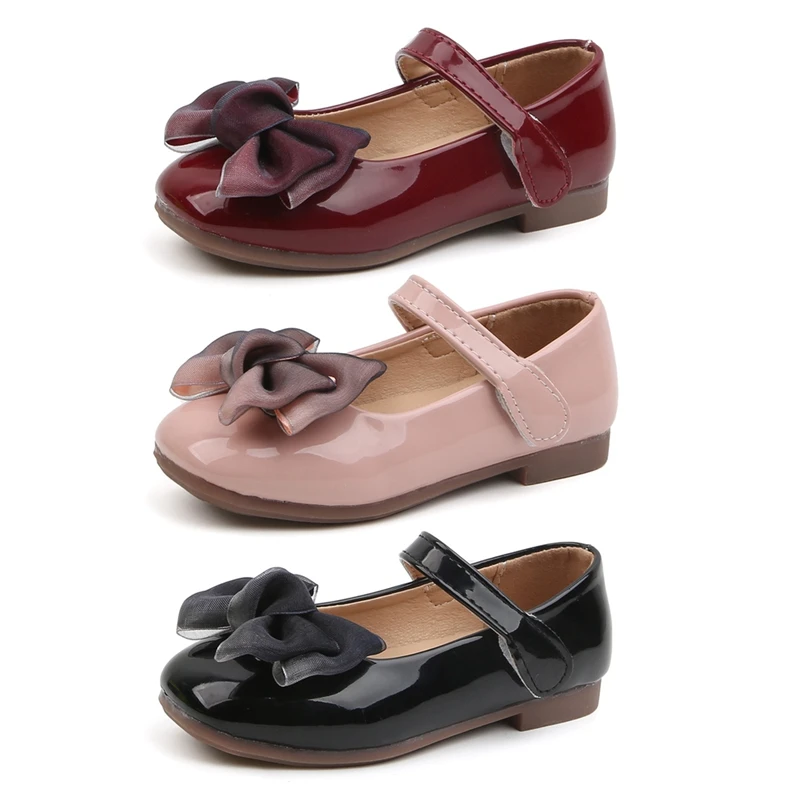 Spring Summer Children Girls Fashion Style Princess Shoes Bowknot Flat Heel Shoes