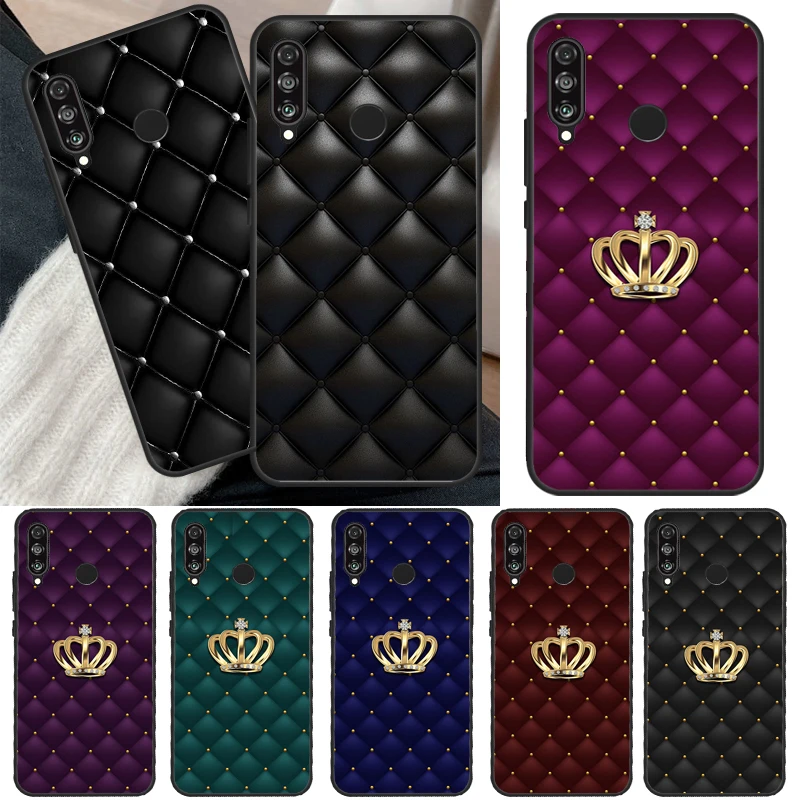 Quilted Texture Sofa Pattern Crown Case For Huawei P40 Lite P20 P50 P30 Pro P Smart Z 2019 Nova 5T Cover For Honor 50 Case