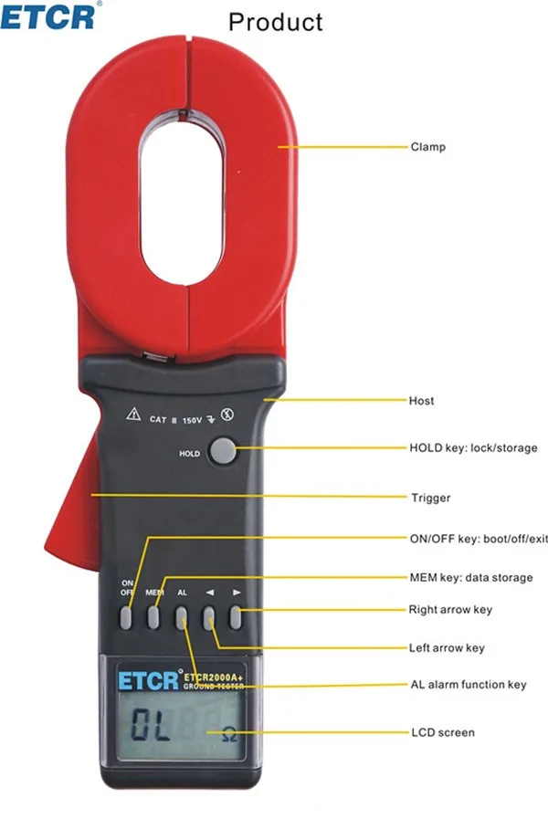ETCR2000A+ デジタルクランプオン接地抵抗計 0.01-200オーム 99セット