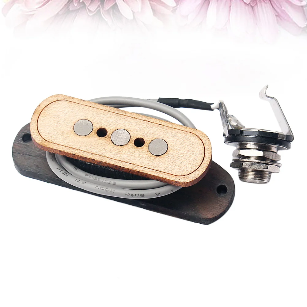 

Three-String Maple Soundhole Guitar Pickup Gmb501 Light Brown Wax String Protection Durable Magnet Soundhole Pickup