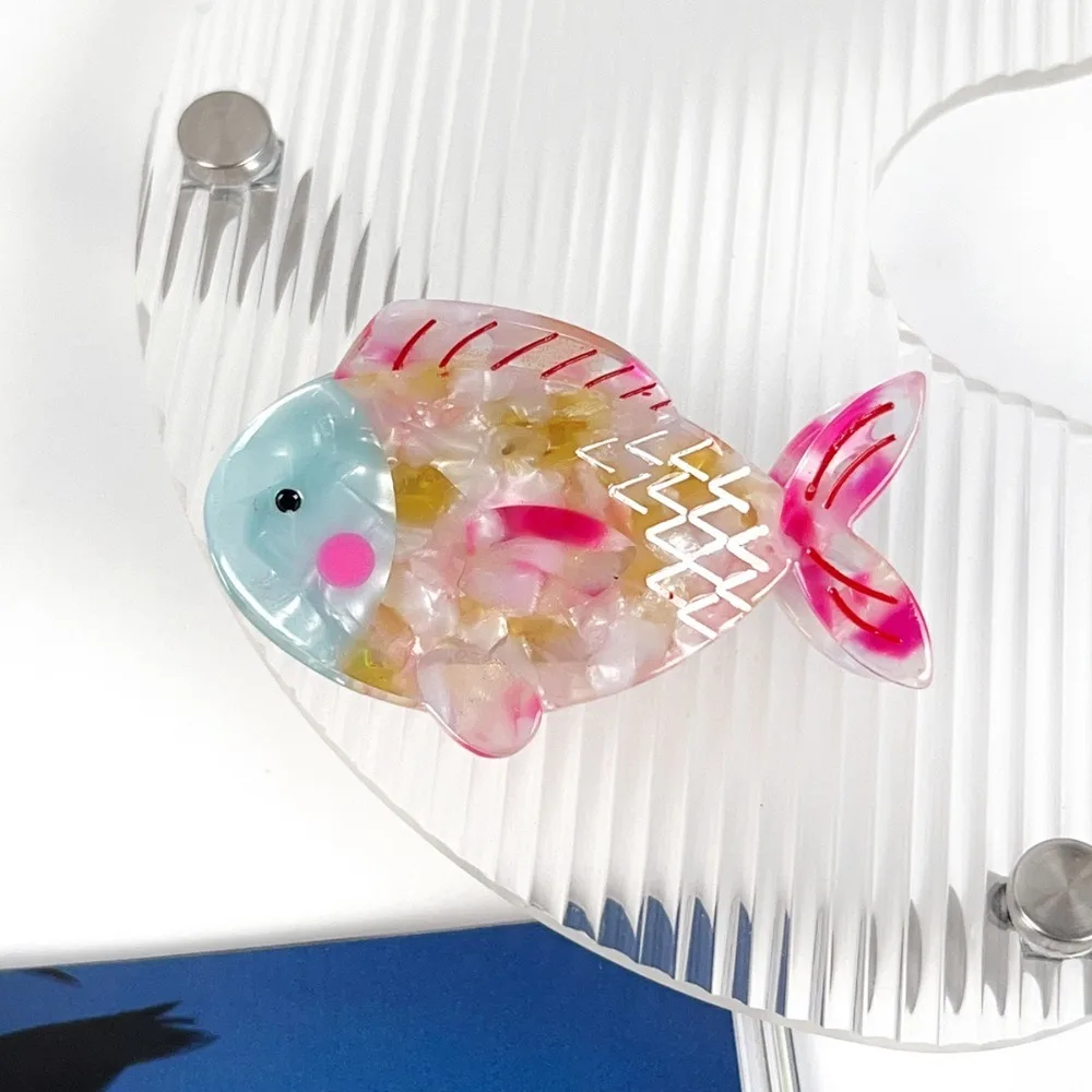 Fun 3.4 Inch Fish Hair Claw Clip Strong Holder Lightweight Ocean Animal Hairpin Non Slip Cartoon Big Acrylic Clip Hair Decor