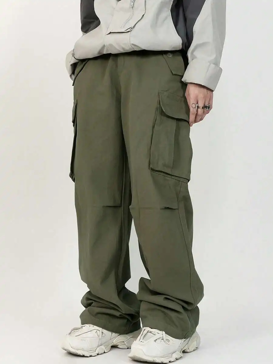 Loose Fit Mens Cargo Pants With Flap Pockets For Fall
