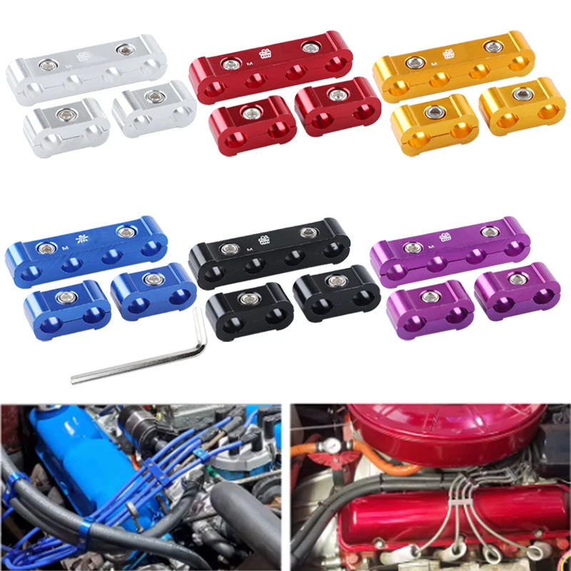 

3pcs Car Spark Plug Electrical Wire Clamp Kit For 8mm 9mm 10mm Purple Black Red Golden Silver Blue Car Accesssories With Logo
