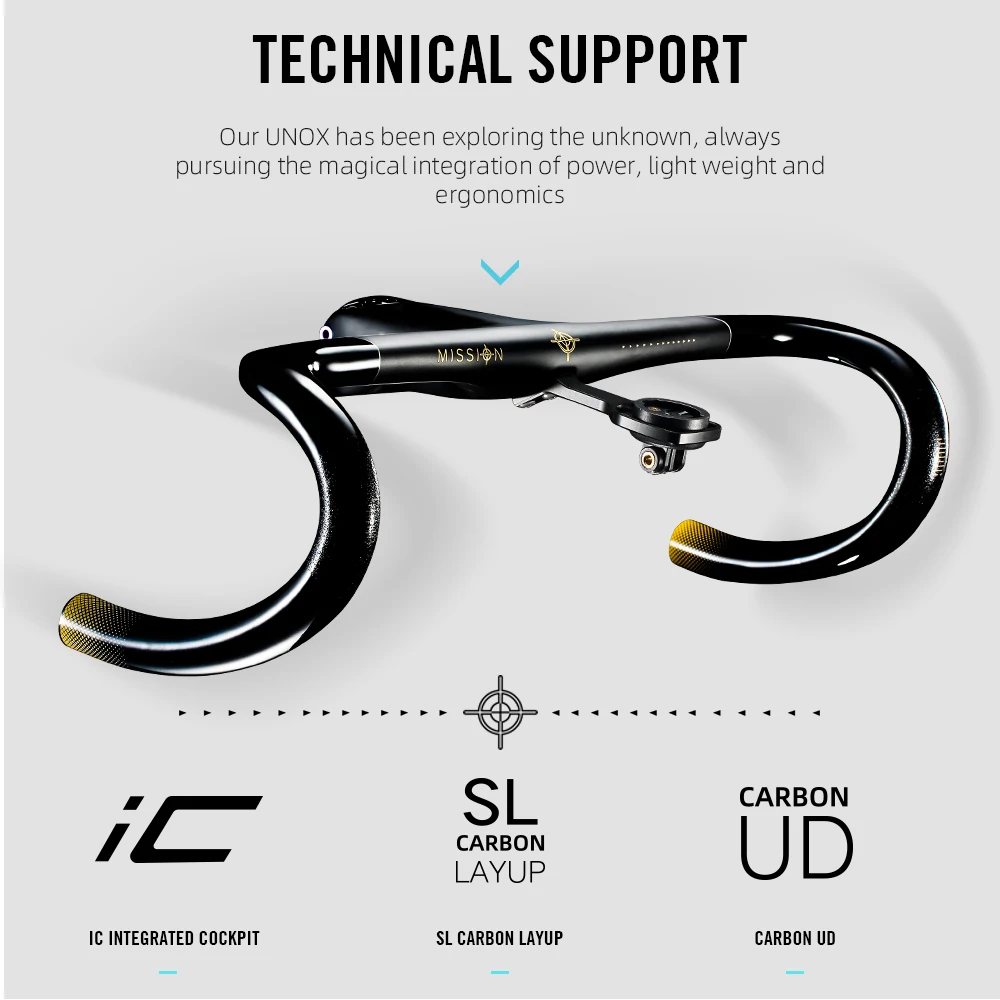 RYET Carbon Road Bike Integrated Handlebar Inner Cable Routine Handlebar For D-Shaped Fork With Computer Mount and Aero Spacer