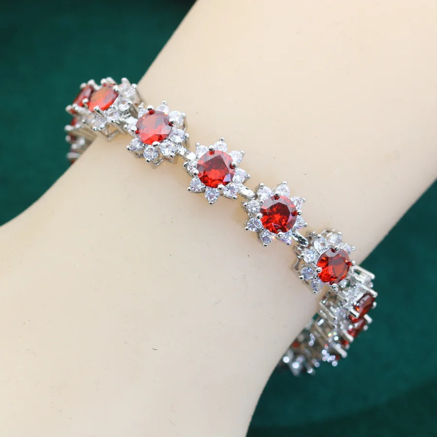 luxury More Color Zirconia Bracelet 925 Silver Wedding Jewelry Gift for Women