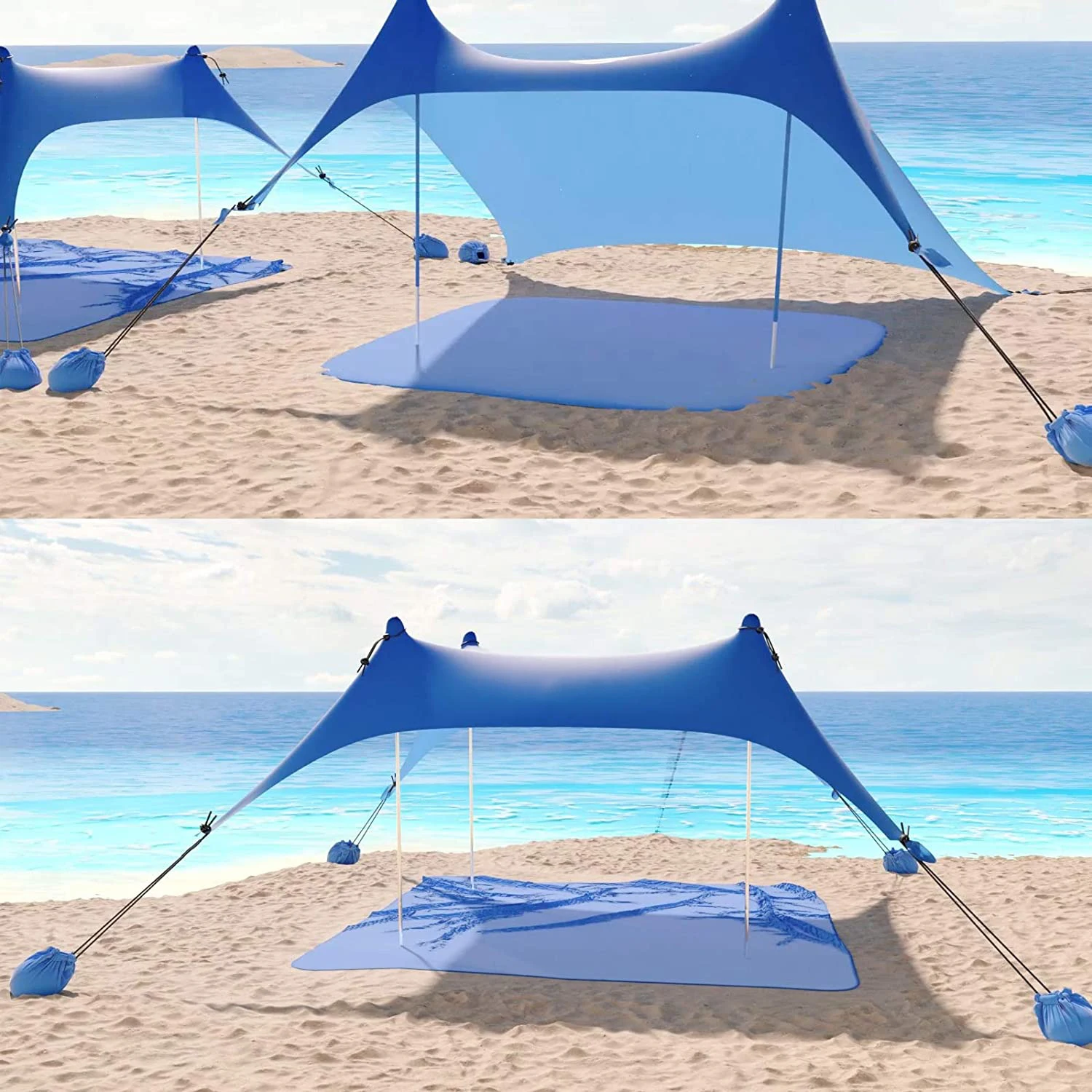 

In Stock Beach Canopy SunShade OutdoorTent With Sandbag Quality Lycra nylon Fabric Sun Shelter