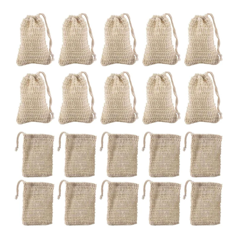 

300Pcs Shower Bath Sisal Soap Bag Natural Sisal Soap Bag Exfoliating Soap Saver Pouch Holder