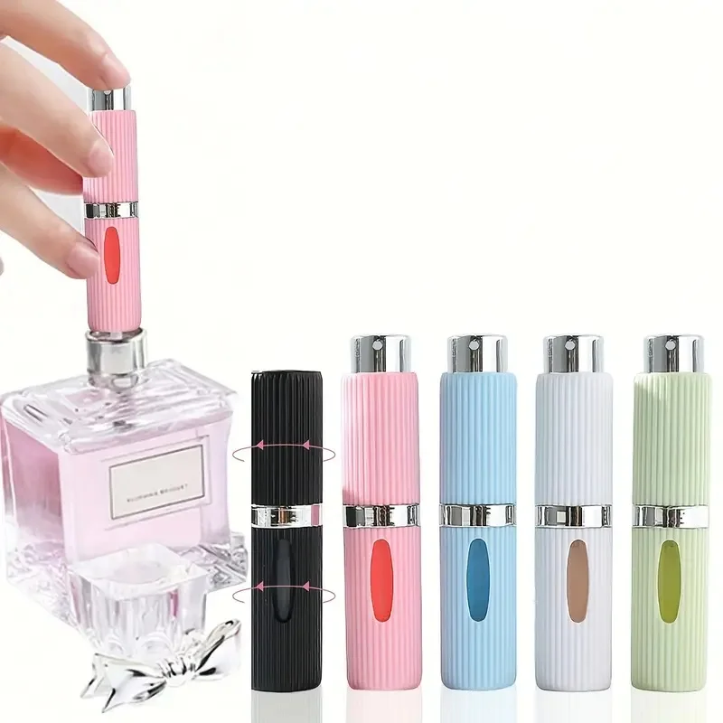8ML Striped Perfume Refill Bottle Portable Mini Travel Atomizer Refillable Cologne Spray for Women Men Empty Rotating