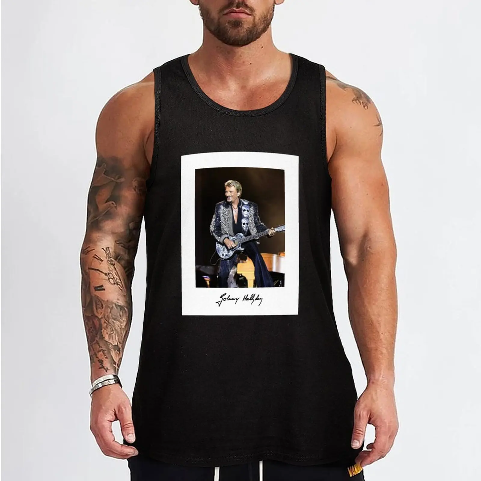 Johnny Hallyday - Portrait couleur classique Tank Top Bodybuilding shirt bodybuilding for men sleeveless gym shirts male Gym man