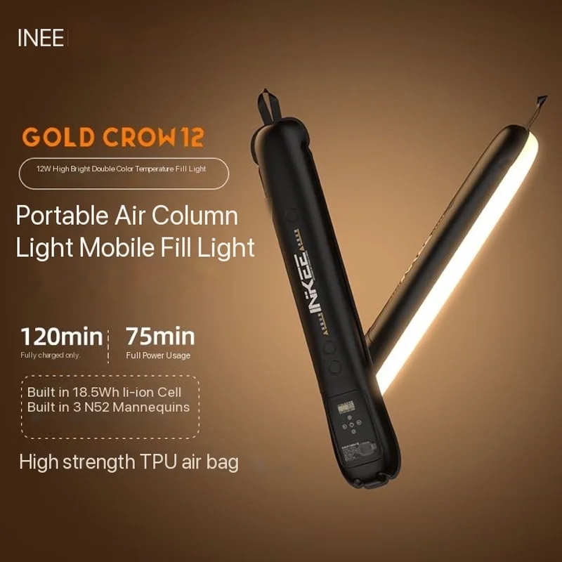 

NIKEE GC12 Fill Tube Light Flexible Portable Outdoor LED Video Light Photography Lighting 2700K-6500K 12W Magnetic Soft Lamp